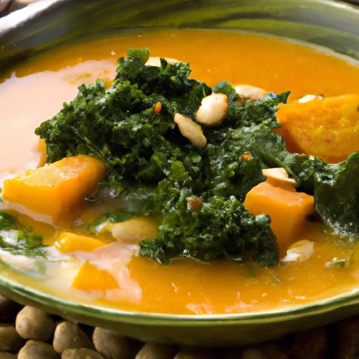 Hearty Pumpkin & White Bean Soup with Nutty Kale Boost