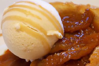 Caramel Bliss: Tarte Tatin Paired with Vanilla Bean Ice Cream