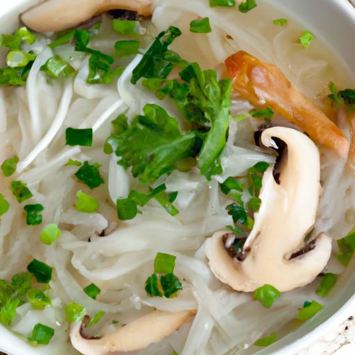 Savor Vietnamese Pho: Mushroom Broth Meets Rice noodles Delight