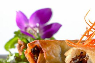 Crispy Duck Confit Spring Rolls with Tangy Plum Gastrique