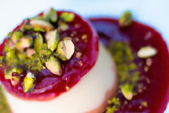 Pomegranate Molasses Panna Cotta with Crunchy Pistachio Crumble