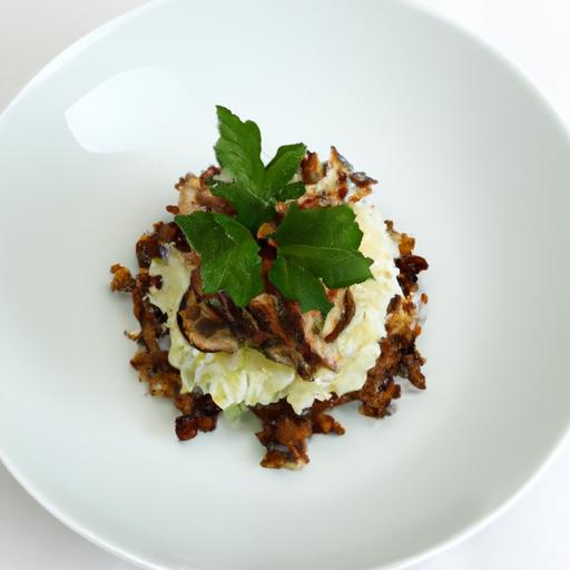 savor Sunchoke Purée Topped with Crunchy Hazelnut Crumb
