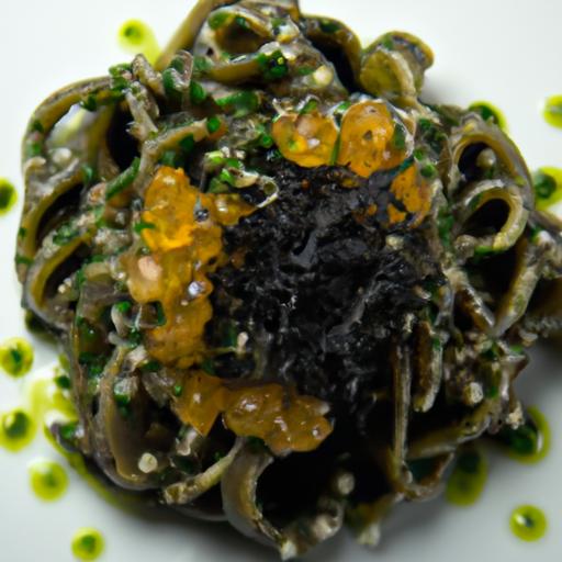 Ocean's Dark Delight: Squid Ink Pasta with Seaweed 