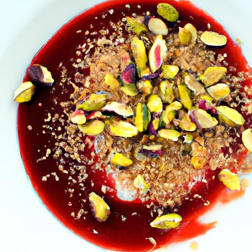 Pomegranate Molasses Panna Cotta with Crunchy Pistachio Crumble