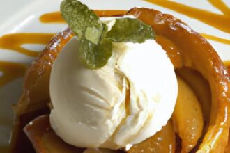 Caramel Delight: Tarte Tatin Paired with Vanilla Bean Ice Cream