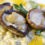Seared King Oyster Scallops Meet Creamy Saffron Risotto Delight