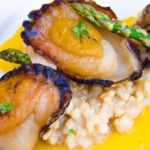 Savor Seared King Oyster “Scallops” with Aromatic Saffron Risotto