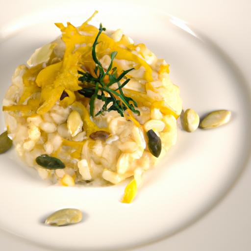 saffron Risotto Elegance with Pickled Fennel & Almond Crunch