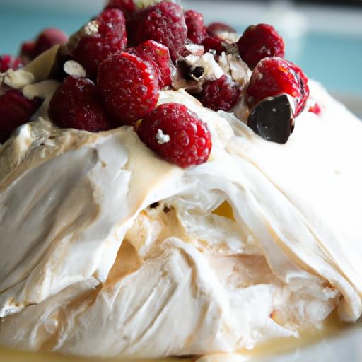Fluffy Aquafaba Pavlova Topped with Coconut Whipped Cream