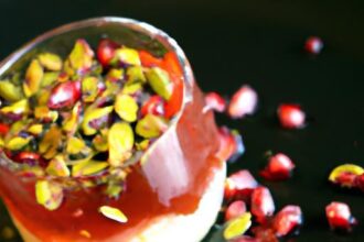 Silky Pomegranate Molasses Panna Cotta with Pistachio Crunch