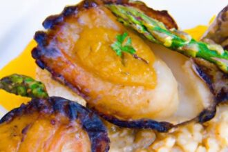 Savor Seared King Oyster “Scallops” with Aromatic Saffron Risotto