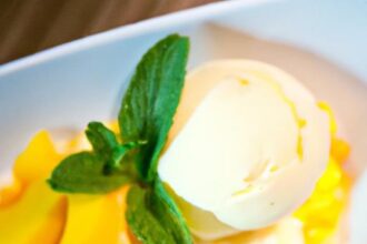Tropical Bliss: Mango Sorbet with Coconut Foam & Lime Zest