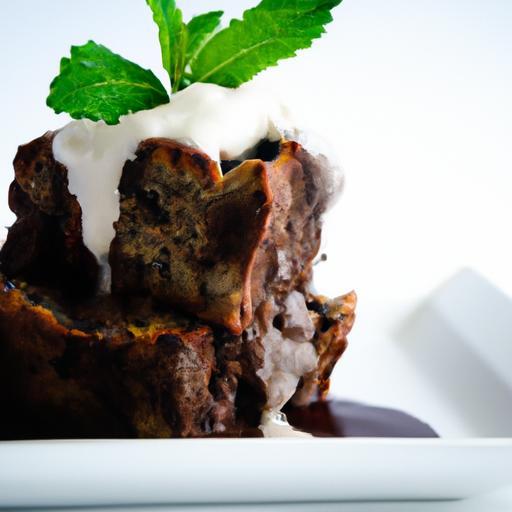 Decadent Chocolate Bread Pudding with Cooling Peppermint Sauce