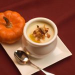 Velvety Pumpkin Bisque with Spiced Cinnamon Crème Fraîche