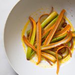 Savor Charred Leeks with Smoky Romesco and Almond Crunch
