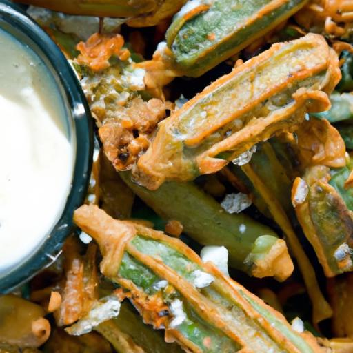 Golden Crispy Fried Okra Paired with Zesty Remoulade Delight