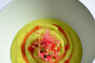 Chilled Heirloom Tomato Gazpacho Meets Creamy Avocado Sorbet