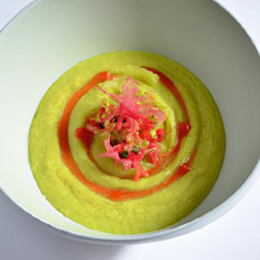 Chilled Heirloom Tomato Gazpacho Meets Creamy Avocado Sorbet