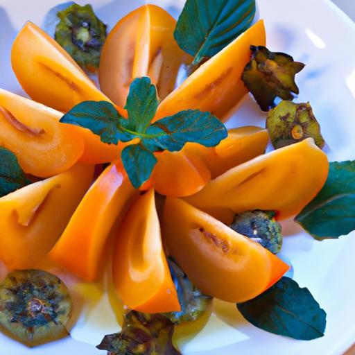 Refreshing Sliced Persimmons with Mint: A Flavorful Twist