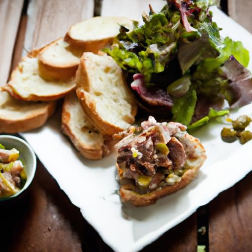 Savor Duck Rillettes Paired with Crispy Toasted Baguette