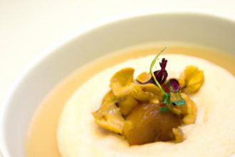 Decadent Chestnut Soup Topped with Silky Foie Gras Foam