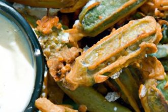 Golden Crispy Fried Okra Paired with Zesty Remoulade Delight
